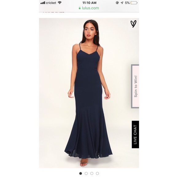 Navy Blue Trumpet NWT Floor Length Dress - Picture 7 of 8